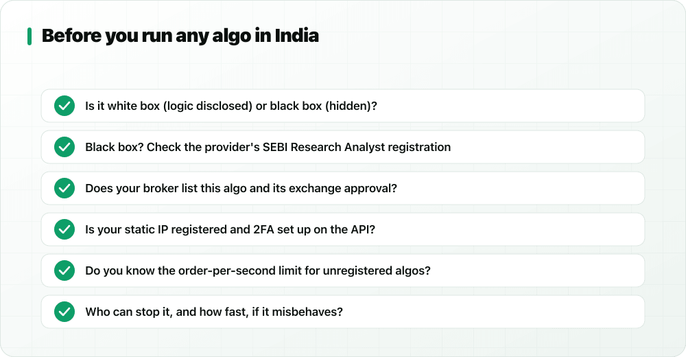 Six checks before running an algo in India