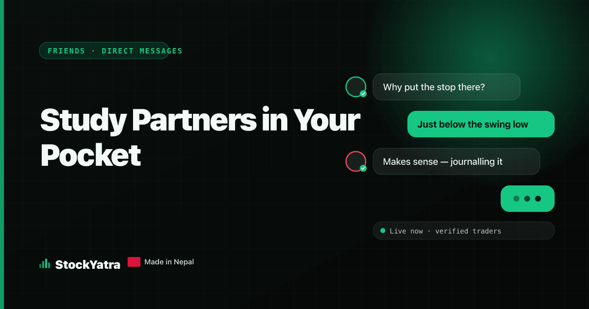 Friends and direct messages on StockYatra cover with a private chat between two study partners