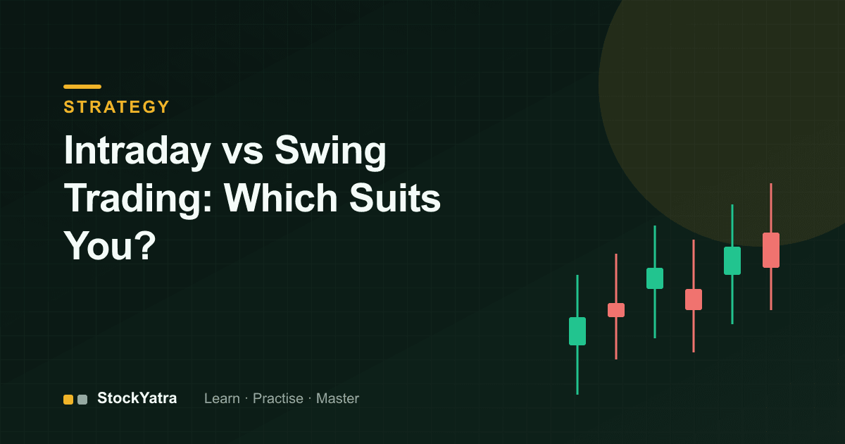 Candlestick illustration comparing intraday and swing trading