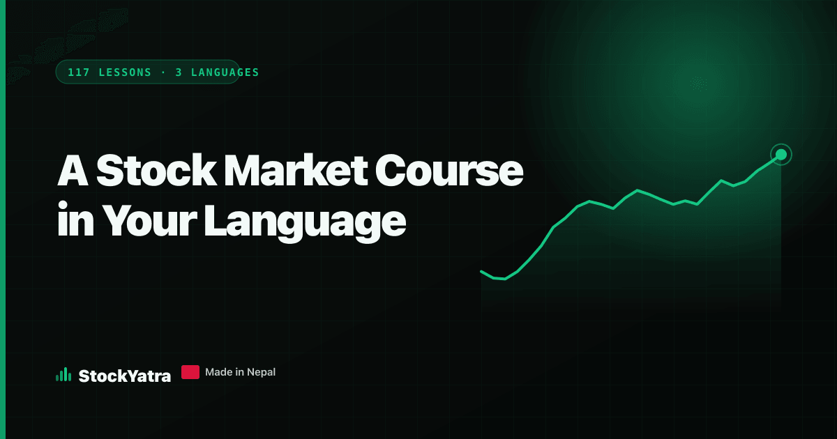 StockYatra cover reading A Stock Market Course in Your Language, 117 lessons in 3 languages